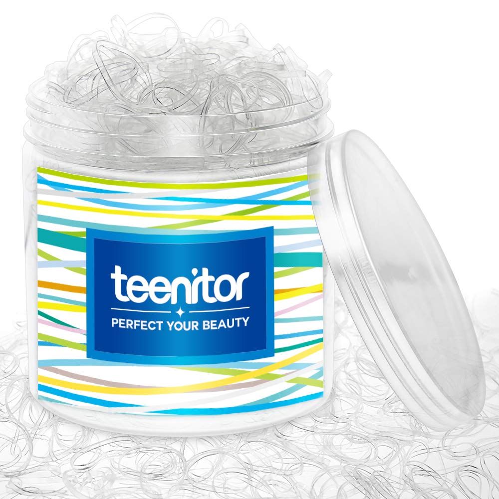 Clear Elastic Hair Bands, Teenitor 2000pcs Mini Hair Rubber Bands with a Box, Soft Hair Elastics Ties Bands 2mm in Width and 30mm in Length : Beauty