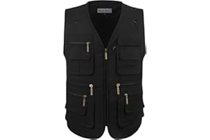 OU YA WOLF Men's Utility Work Hunting Travel Fishing Multi-Pockets Outdoor Vests