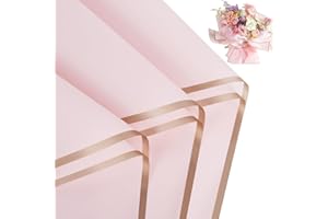 FUHITIM 20 Sheets Flower Wrapping Paper - Waterproof Floral Bouquet Packaging Paper for DIY Crafts，Florist Supplies Packaging Paper for Wedding Birthday Gift(Pink)