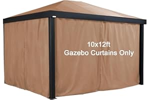 10'x12' Universal Replacement Privacy Screen Tent Curtain Waterproof Outdoor Gazebo Curtains，4-Panels Sidewall Curtain with Z