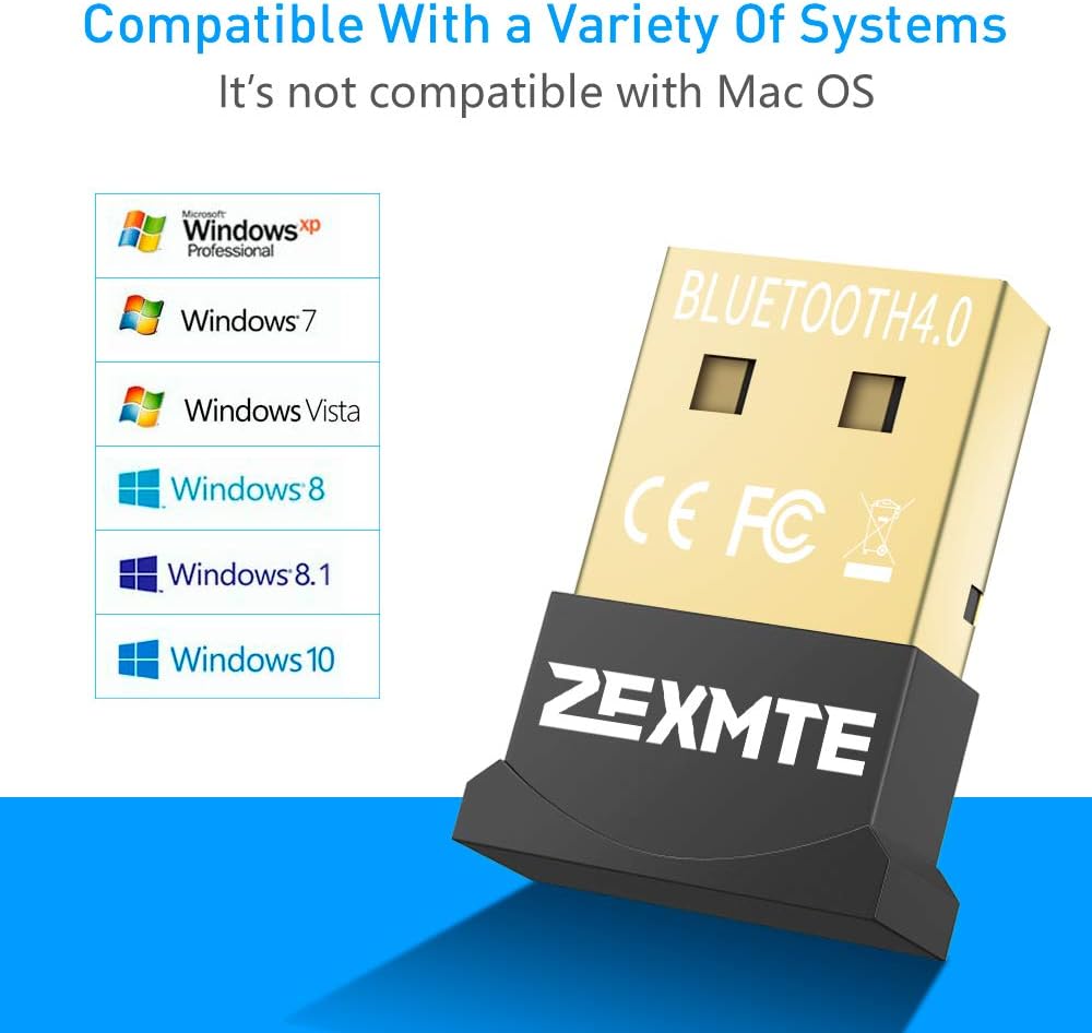 ZEXMTE Bluetooth Dongle Adapter, Bluetooth Adapter USB 5.1 CSR Wireless Bluetooth Transmitter