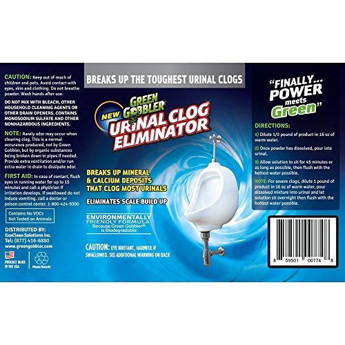 Green Gobbler Urinal Clog Eliminator Urinal Chemicals Urinal Drain