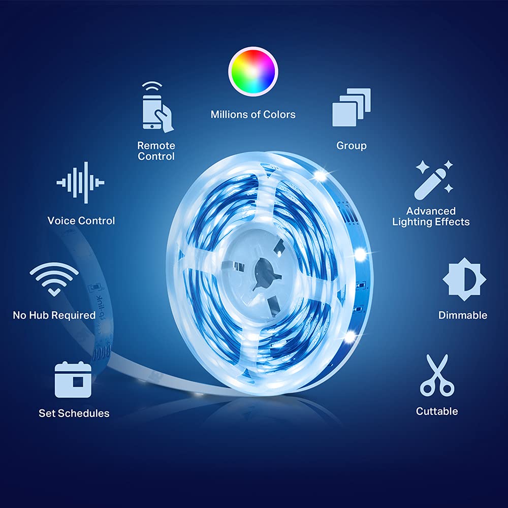 Kasa Smart LED Light Strip, 16.4ft WiFi LED Strip Works with Alexa, Google Home, SmartThings, High Brightness with 16 Million Colors, RGB, Grouping, Adjustable Length, Up to 25,000 Hours (KL400L5) - View 3