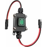 RPTCOTU DC 12V Inline Toggle Switch Waterproof On/Off Toggle Switch | SAE Cable with Quick Connect/Disconnect Green Light Button for Motorcycle,Boat, Auto,Truck, RV.or Other Devices (SAE LS)
