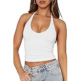 LCNBA Women's Sexy Halter Scoop Neck Crop Tank Tops Tie Back Sleeveless Summer Cami Tops