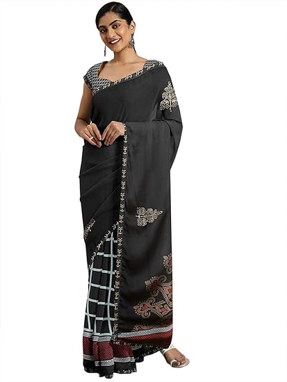 Triveni Chiffon Casual Wear Printed Stone Work Saree With Blouse Piece
