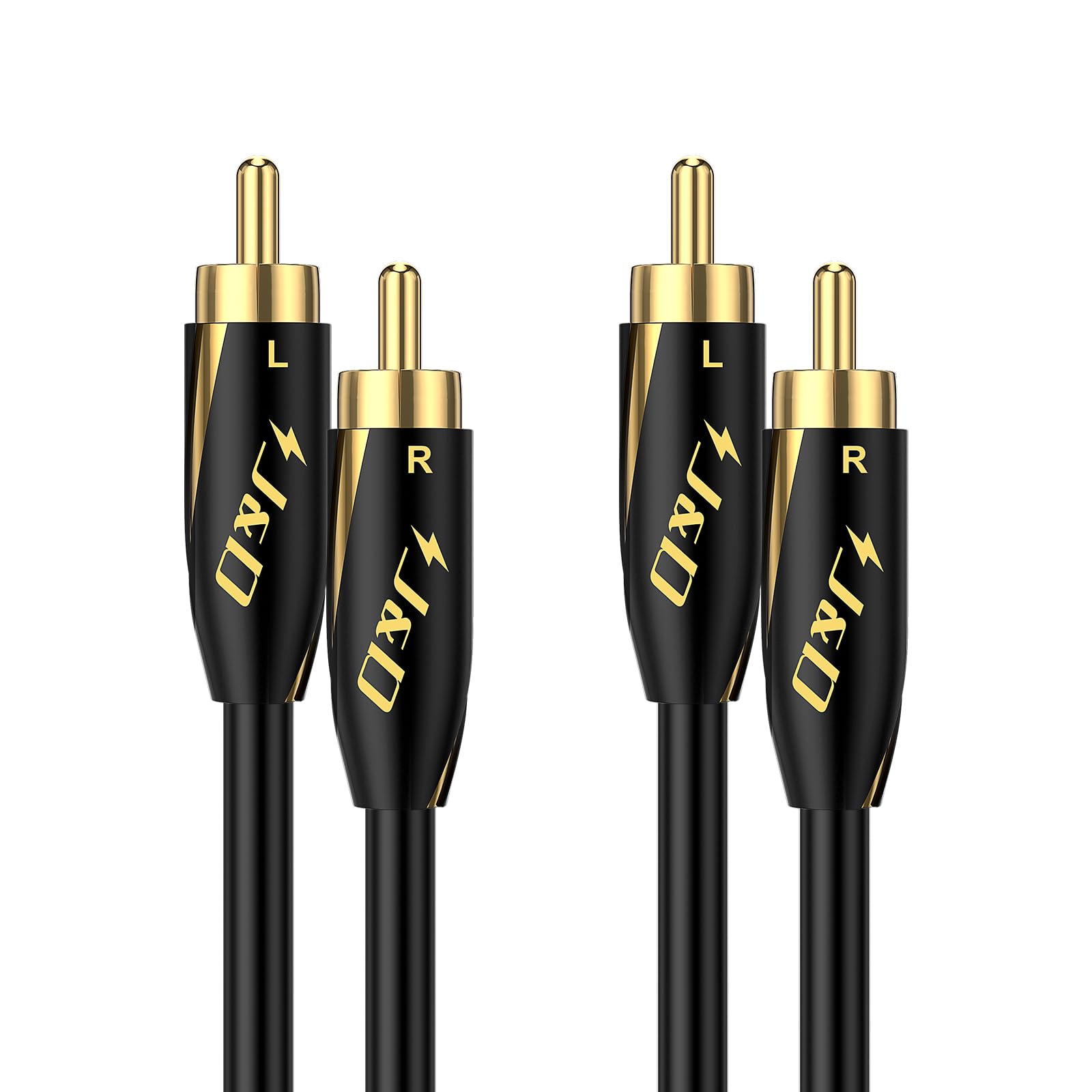 J&D RCA Stereo Cable, 24 AWG Gold Plated Male-to-Male Phono to Phono Cable, 2RCA to 2RCA Stereo Audio Cable, Subwoofer Cable for Home Theater, HDTV, Amplifiers, Hi-Fi Systems, Speakers, 0.9 Meter