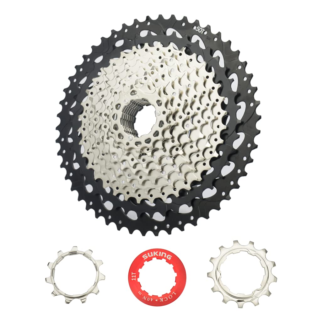 CYSKY 11 Speed Cassette 11-50T Cassette Fit for Mountain Bike, Road Bicycle, MTB, BMX (Light Weight)