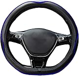 ISTN Microfiber Leather Car Steering Wheel Cover 15 inch D Shape Black/Blue