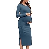 Smallshow Women's Long Sleeve Maternity Sweater Dress Knit Fall Winter Pregnancy Clothes