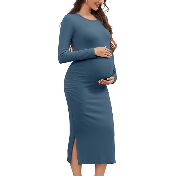 maternity sweater dress amazon LAHILO Long Sleeve Knit Ribbed for Fall Winter at Women's Clothing store The Burgundy Knit Long Sleeve Maternity Sweater Dress is perfectly bump Sweater Dress Maternity Dresses |