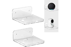 LIBOER Wall Mount Floating Shelves for 2 Pcs Camera Mini Speaker Shelf Baby Monitor - Clear Mini Shelf Flexible Use for Wall Space in Bedroom Bathroom Kitchen Living Room