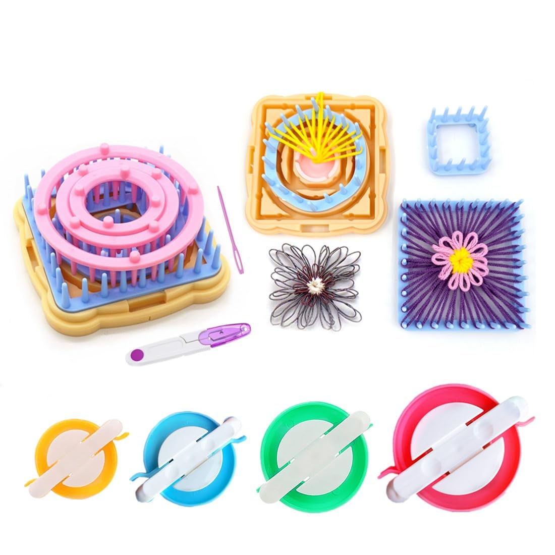 Ayasee Flower Loom, Knitting & Weaving Kit, Flower & Pom Pom Maker, Multi-Size Looms, Premium ABS Plastic, Versatile Design, Suitable for Kids & Adults