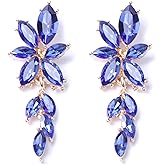 ATIMIGO Elegant Rhinestone Dangle Earrings Marquise Crystal Wedding Bridal Earrings for Brides Bridemaids Formal Prom Statement Drop Earrings for Women