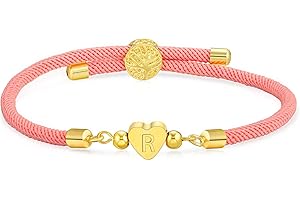 WEDDINEN Initial Bracelets A to Z Dainty Titanium Heart Love Letter Bracelets for Girls,Charm Handmade Braided Name Bracelet Women Trendy Jewelry Christmas Stocking Stuffers Gift for Teen Girls