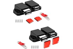 Double Magnetic Push to Open Cabinet Hardware CBRIVE 2 Pack Push to Open Door Latch Push Latches for Hidden Door Push Release Drawer Pull Touch Lock Tip On RV Closet Close Strong Pop Out, Black