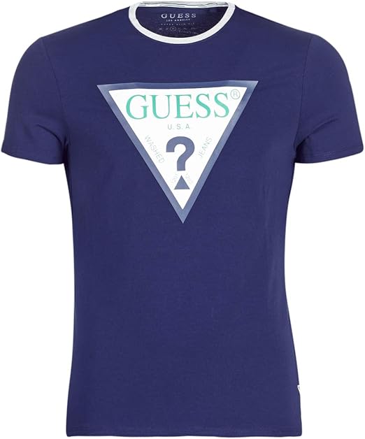 Guess TShirt with Contrasting Logo XXL, Blue Amazon.co.uk Clothing