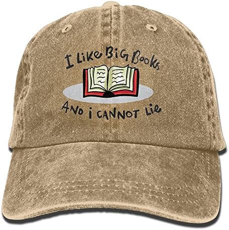 Taijian I Like Big Books And I Cannot Lie Adult Denim Dad Solid Baseball Cap Hat Natural