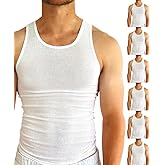 BROOKLYN VERTICAL Mens 6-Pack Tank Tops | Moisture-Wicking Ribbed Lightweight Undershirts