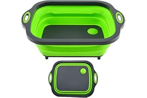 Dish Washing Basin - Foldable Sink Tub - Multifunctional Container Cutting Board Design for Hiking Travel Outdoor Gardening F