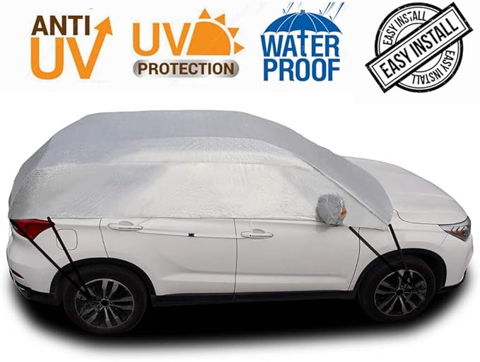 Safe View Half Car Cover Top Waterproof All Weather/Windproof/Dustproof
