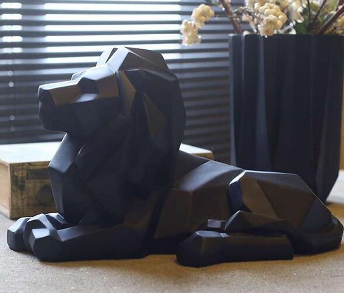 Creative Geometric Sculpture Resin Decoration Animal Decoration Interior Decoration, Black, 35.3 * 17.5 * 20.5CM