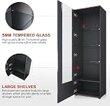 ELEGANT Black High Gloss Tall Display Cabinet with LED Lighting 187x60x40cm view 4