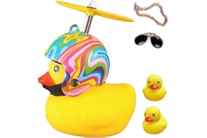 ACEDOAMARE Duck Bike Bell, Cute Rubber Yellow Duck Bicycle Accessories with LED Light Propeller Helmet Squeeze Horns for Cycling Motorcycle Handlebar Bicycle