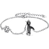 YAFEINI Penguin Bracelet 925 Sterling Silver Penguin Snowflake Bracelet Penguin Jewelry for Women Penguin Lover Gifts