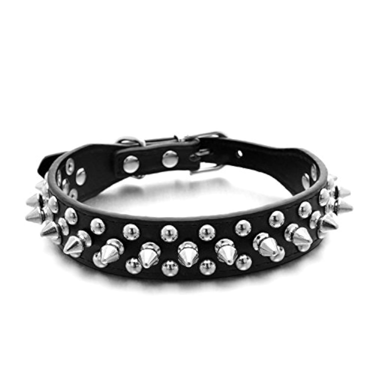 TELEYI Mushrooms Spiked Rivet Studded Adjustable Pu Leather Pet Collars for Cats Puppy Dogs