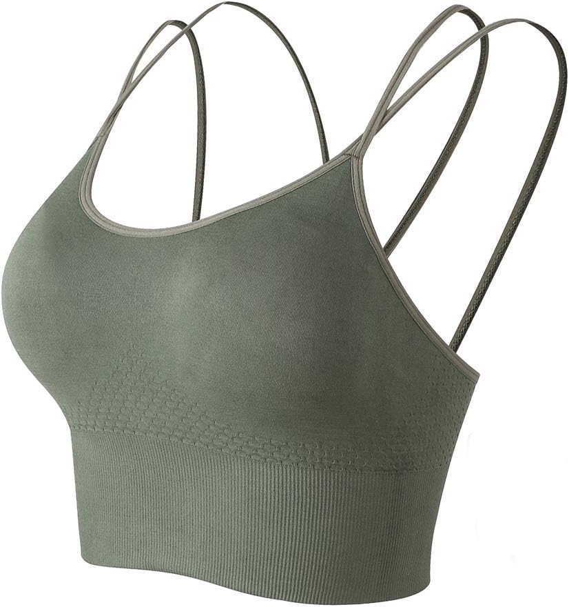 GYMONLY Longline Sports Bra, Seamless Strappy Sports Bras for Women, Crisscross Back Yoga Bra, Workout Fitness