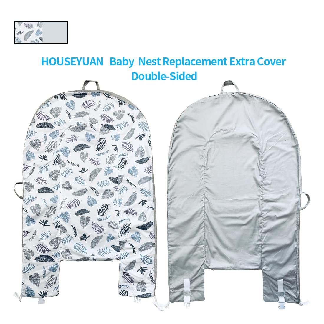 Baby Lounger Replaceable Cover Baby Nest Backup Cover 100% Cotton Breathable Machine Washable (Gray Leaves)