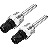 uxcell 2 Pcs 8mm Dia G1/2 Thermowell Weldless Stainless Steel 304 with Cable Gland 50mm Length for Beer Fermenter,Black