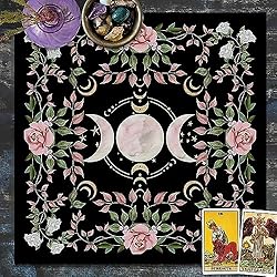 GIRTEXFA Moon Phase Altar Cloth Floral Tarot