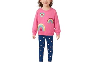 HSTiSan Kids Sports Clothes Sets Embroidery Cotton Pullover Sweatshirts Tops+Pants Little Girls Athletic Outfit 18M-7Years