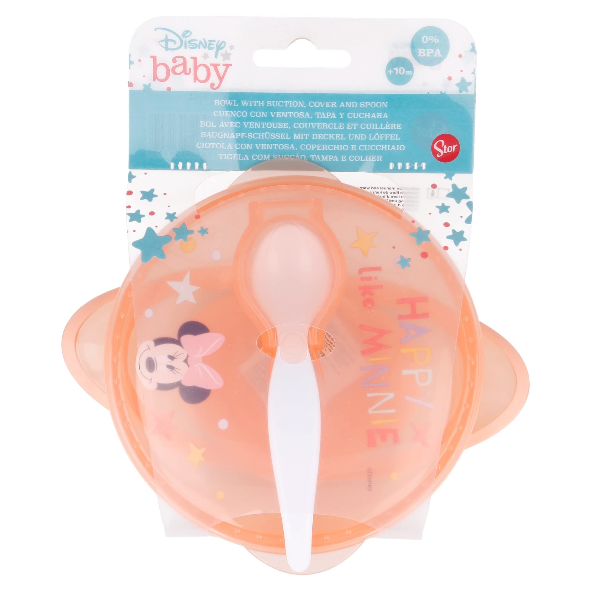 Stor Anti-Tip Bowl for Babies with Lid and Spoon | Minnie Indigo Dreams