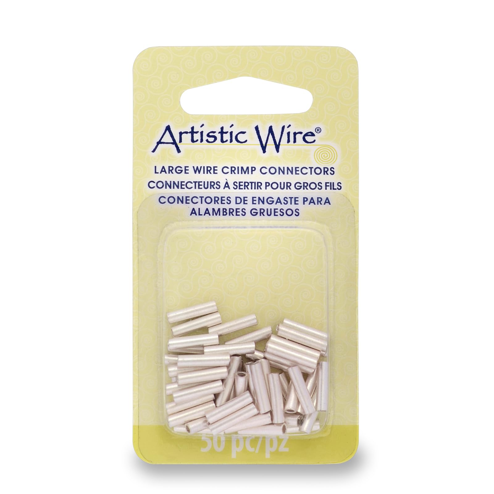 Artistic Wire Large Gauge Crimp Tubes, Tarnish Resistant Silver Plated, for 14 ga Wire, ID 2.0 mm / .078 in, 50 pc