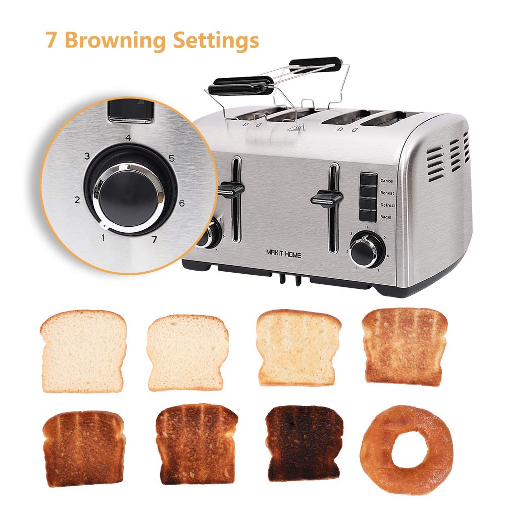 Toasters 4 Slice Best Rated Prime, Retro Small Toaster with Bagel
