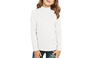 HALOUMONING Girls Long Sleeve Mock Neck Pullover Tops Kids Fall Winter Basic Tops Active Layer Shirts 5-14 Years