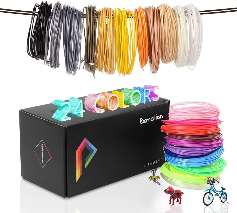 Pxmalion PLA 3D Pen Filament Refills, 780 Feet, 24 Colors, 1.75mm PLA Filament Pack, Includes Stencils eBook