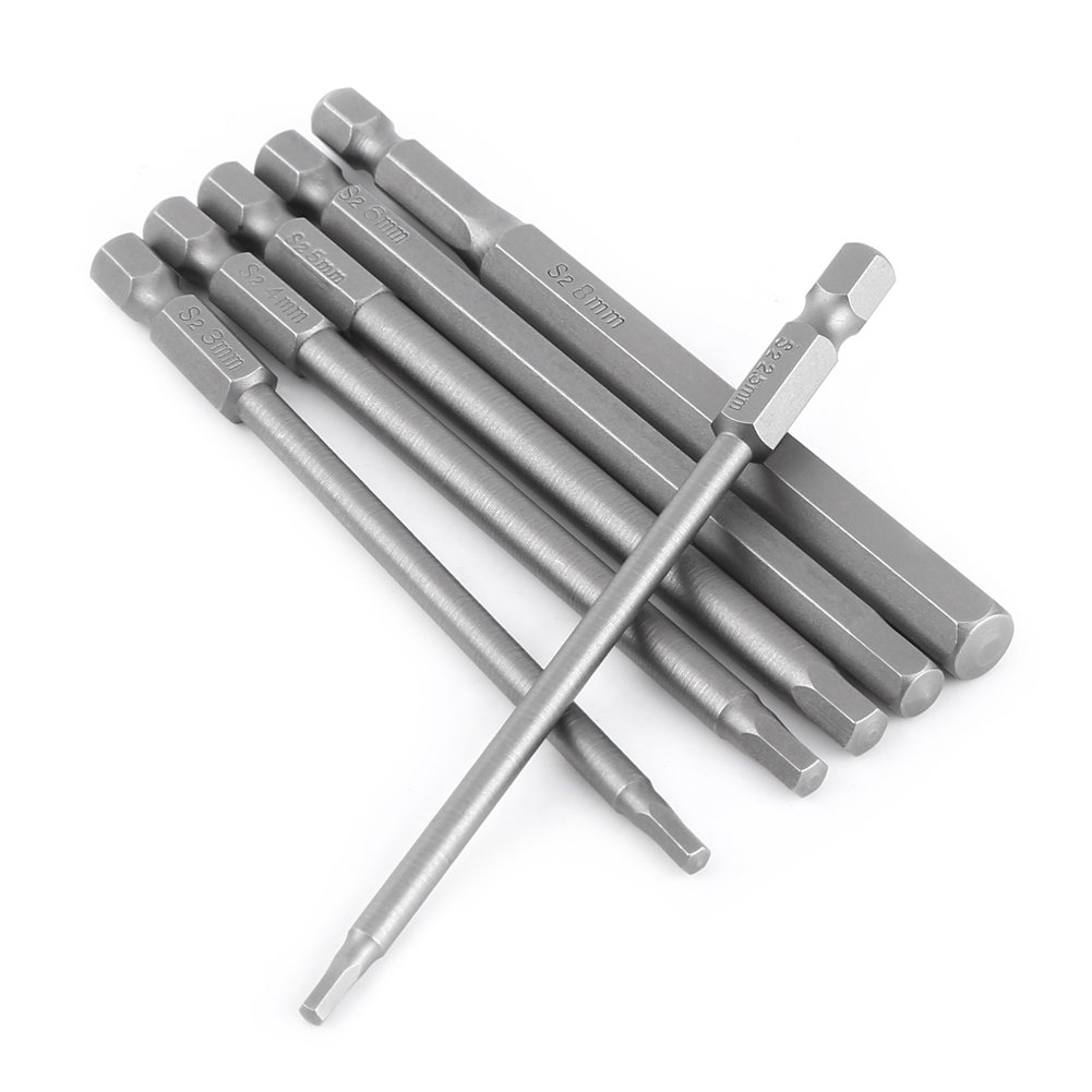 6 Piece Magnetic Hex Shank Screwdriver Set - 100mm Drill Bits with HEX Head Tool Bits - 1/4" Hex Shank Screwdriver Bits for Drilling & Screw Driving