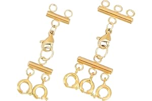 Dokpav 2 PCS Necklace Layering Clasps, Gold Necklace Separator Set, 3-Hole & 2-Hole Jewelry Connectors, Multi-Strand Lobster 