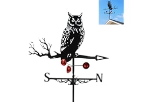 Domigard 3D Owl Weathervane Metal Wind Vane Weathercock,Roof Mount Weather Vane for Garden Farmhouse Yard Chicken Coop Patio Outdoor Decoration