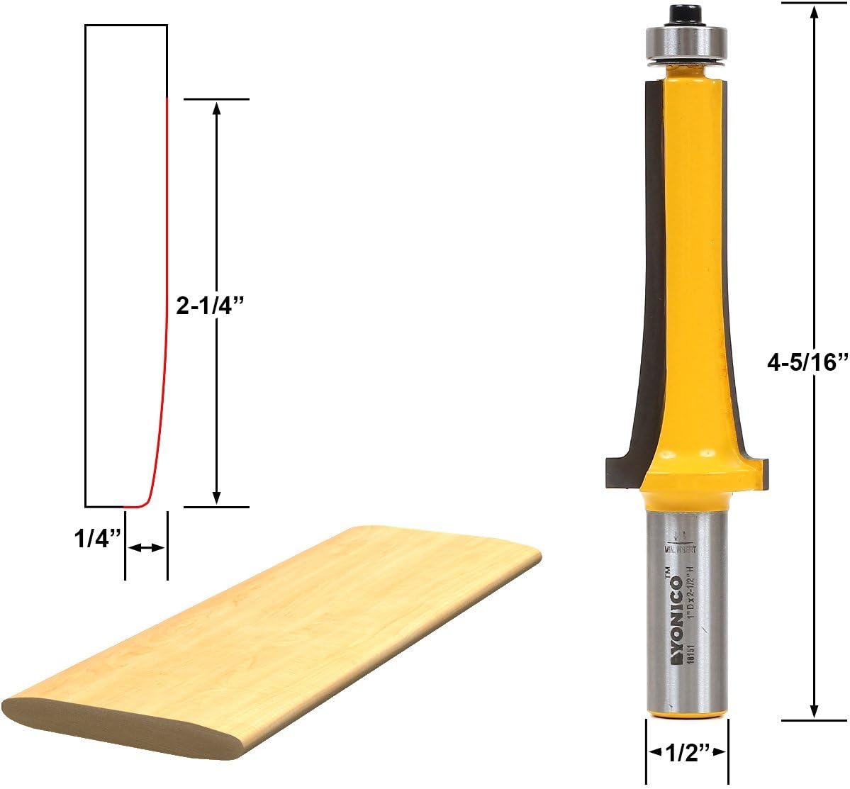 Yonico 18151 21/4Inch Louver Slat Router Bit 1/2Inch Shank