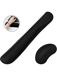 CAIPUDAN Memory Foam Set Keyboard and Mouse Wrist Rest Pad Support Office, Computer, Laptop, Mac - Durable Comfortable and Lightweight for Easy Typing & Pain Relief (Black)