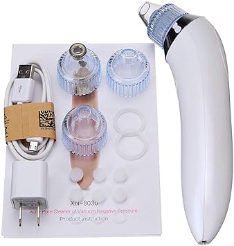 Trady Electronic Blackhead Remover Tool,Electric Pore Vacuum Suction Blackhead Whitehead Remover Skin Cleanser Extractor Tool with Replaceable Suction Heads; Assists Acne Pore Cleaner