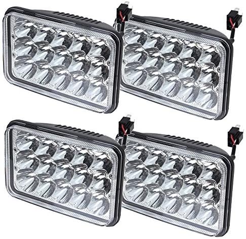 KEENNAXES NAXES-4P-GAN4X6 LED Headlights Rectangular Replace, Hid Halogen Bulb H4651 H4652 H4656 H4666 H6545 for Peterbil Kenworth Freightinger Ford Probe Chevrolet Oldsmobile Cutlass, Pack of 4