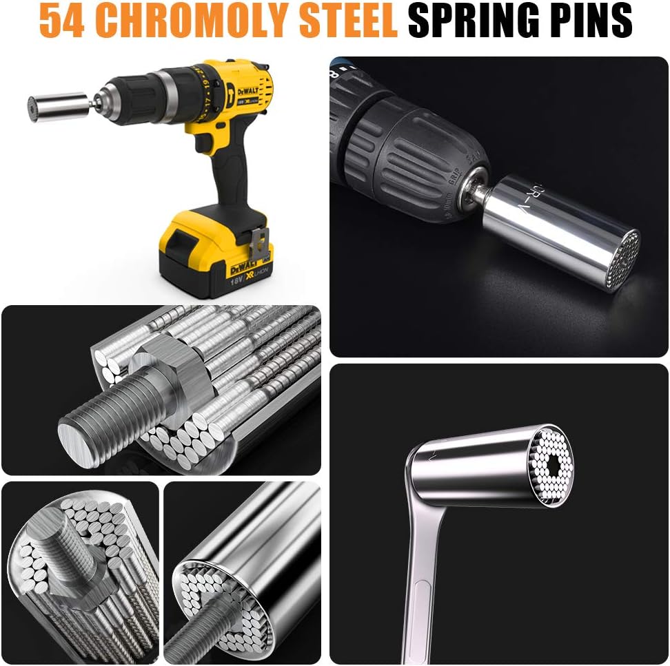 Universal Socket Gifts for Men - Multi-Function Universal Socket Wrench Sets with Power Drill Adapter, Best Unique Gadgets for Men, Handy DIY Tools for Men Women, Dad/Father, Husband, Boyfriend, Him(7-19mm) - - 