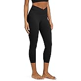 ODODOS Women's Cross Waist Yoga Leggings with Inner Pocket, 23"/25"/28" Gathered Crossover Workout Yoga Pants