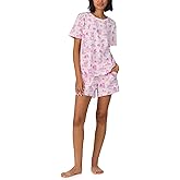 Bed Head PJs Womens Pajamas - Pink Western Cowgirl Short Sleeve Crewneck & Shorts - Organic Cotton Sleepwear PJ Set for Women